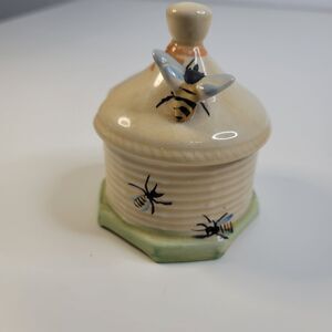 Vintage Honey Pot Jam Jar Sugar Bowl Crown Devon England 1930's Beehive & Bees